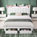 Velvet Platform Bed with LED Headboard and Drawers