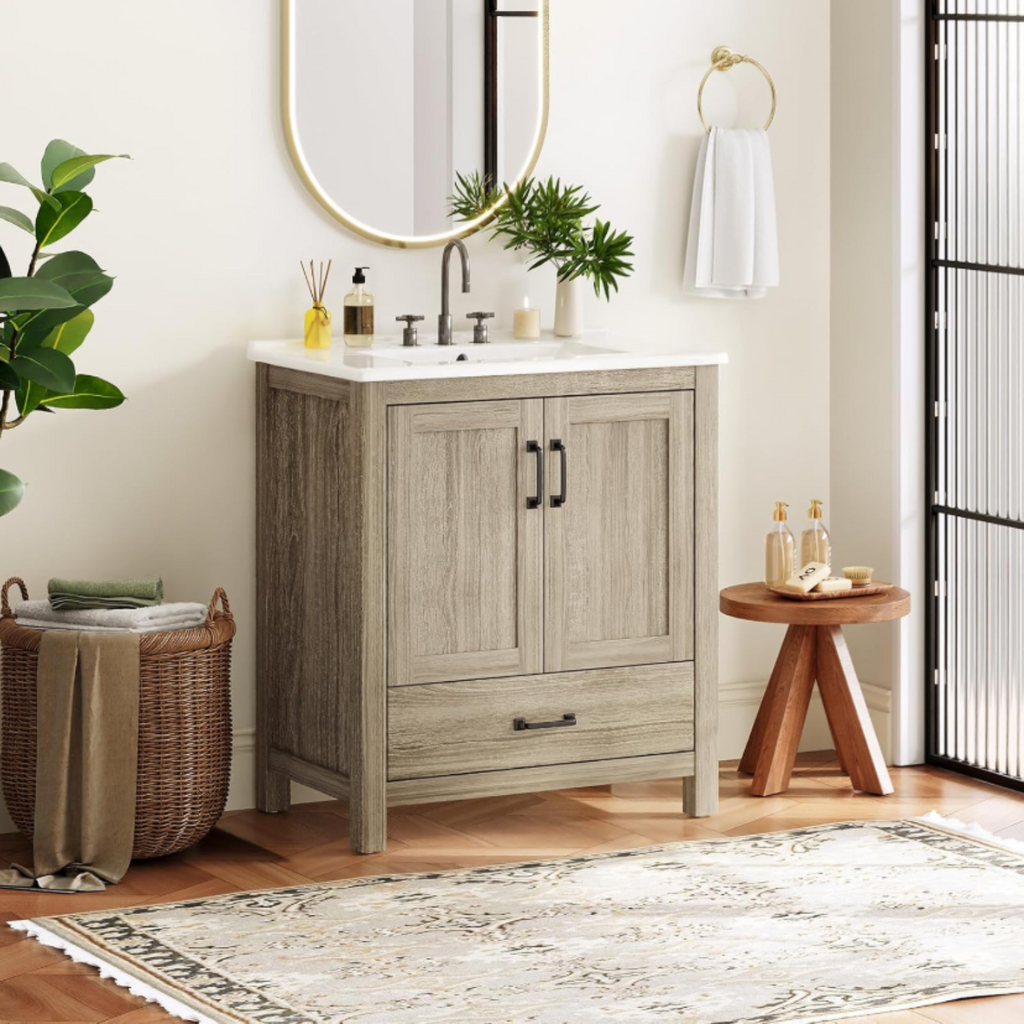 30 Inch Farmhouse Bathroom Vanity with Barn Door