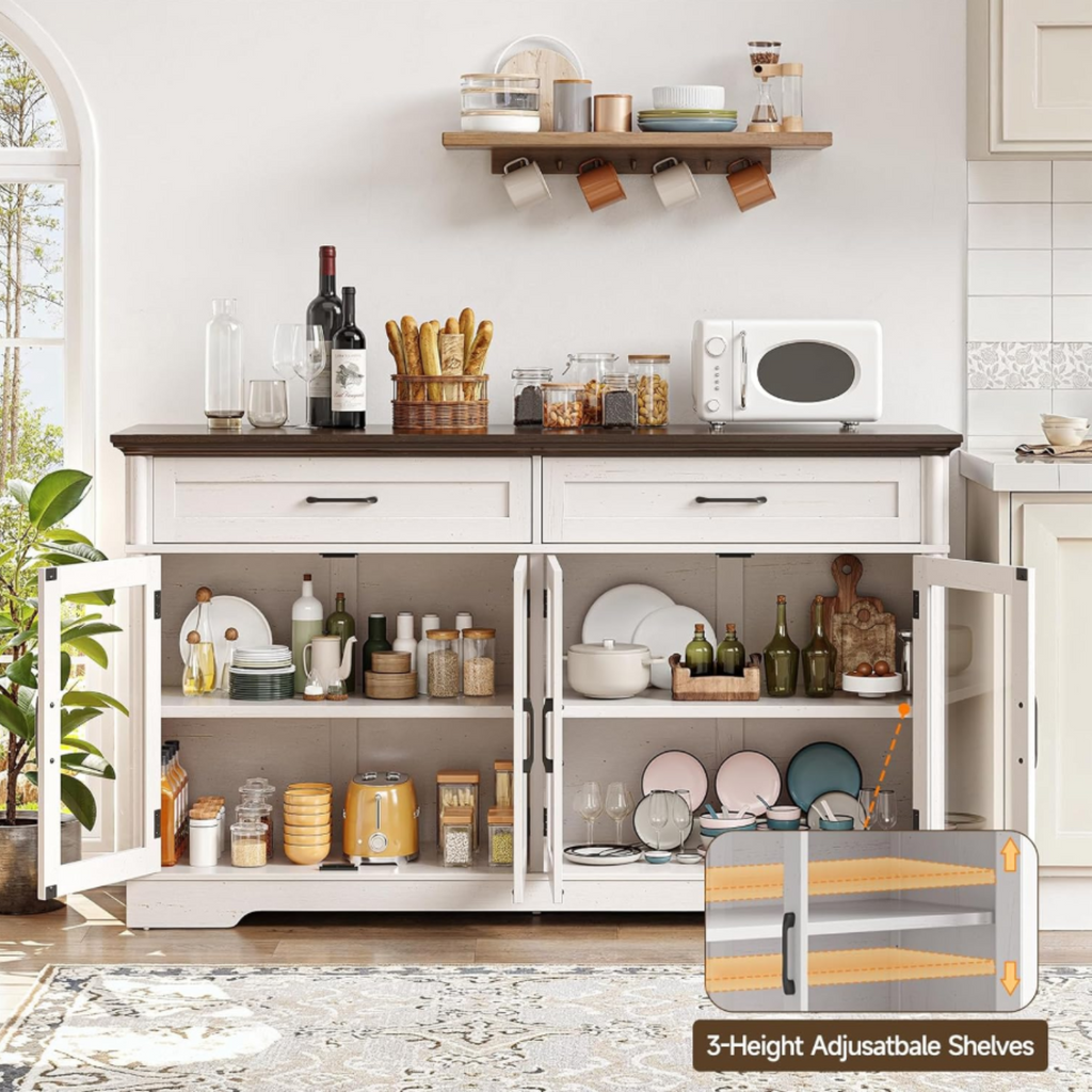 60 Inch Sideboard Buffet with 4 Doors and 2 Drawers