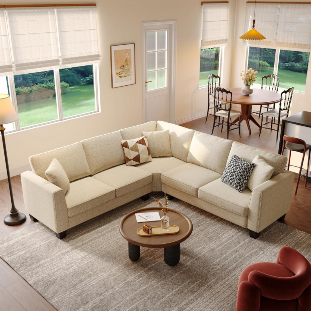 L-Shaped Chenille Sectional Sofa for Living Room