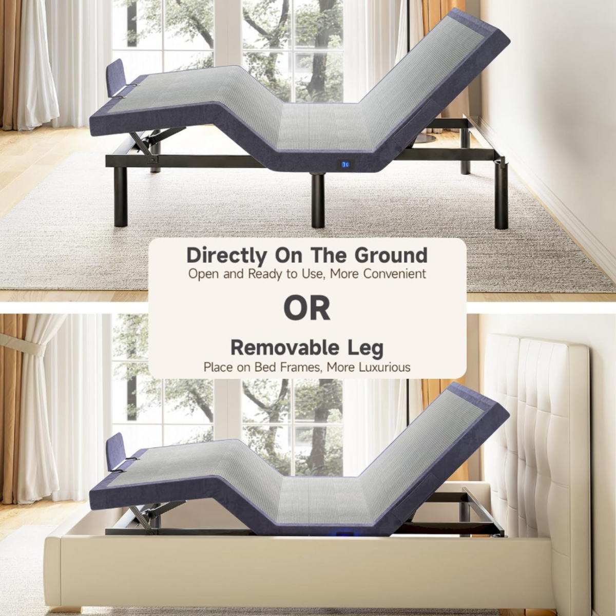 Adjustable Bed Frame with Wireless Remote and Massage