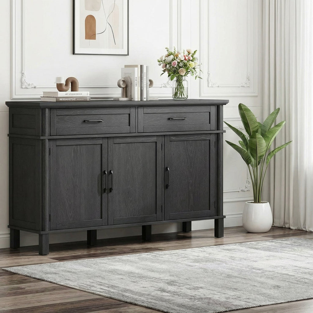 Wood Buffet Sideboard with 2 Drawers and 3 Doors