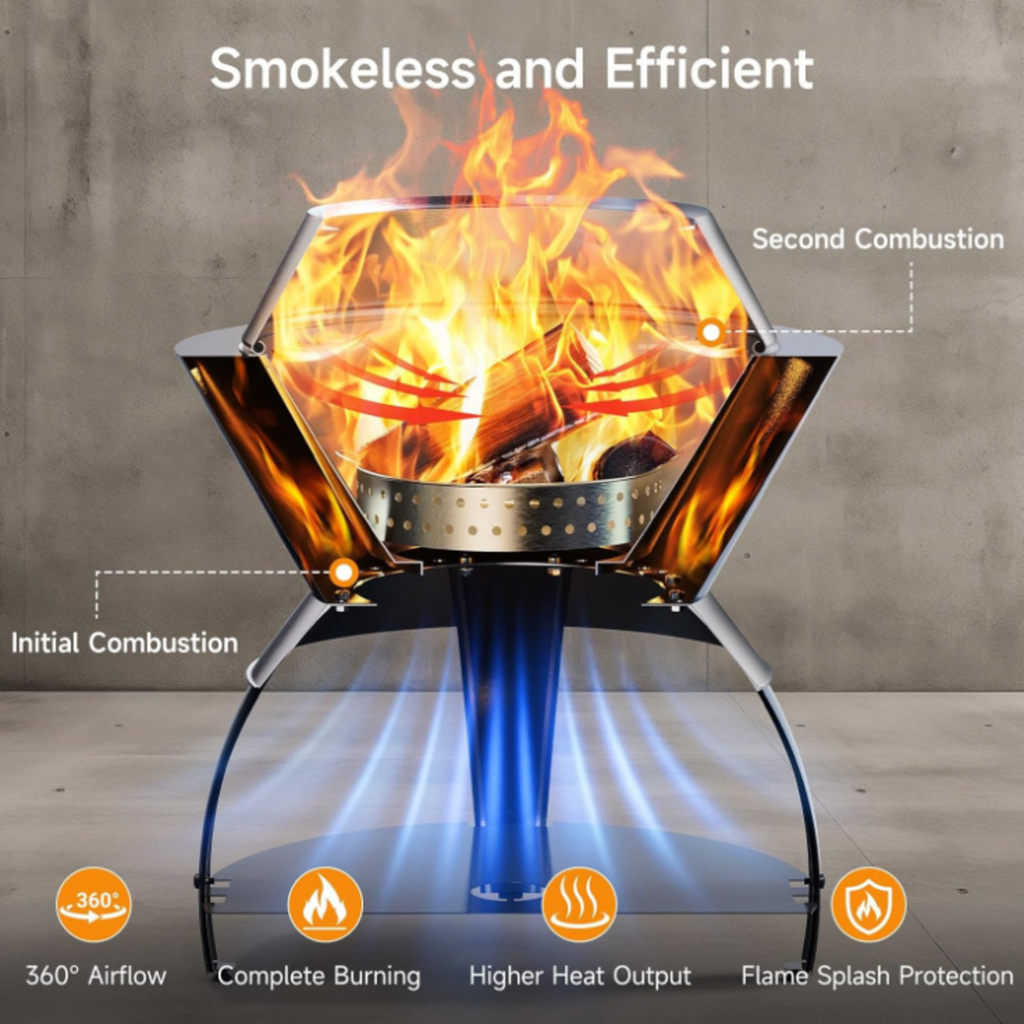 Stainless Steel Smokeless Wood Burning Fire Pit