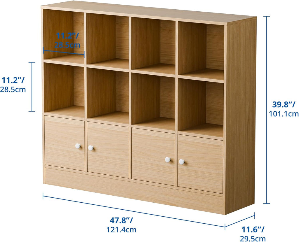 2-Tier Open Bookshelf with 12 Compartments
