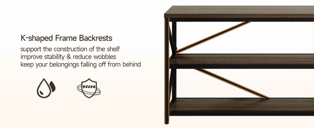 70.8 Inch Industrial Console Table with 3-Tier Shelf
