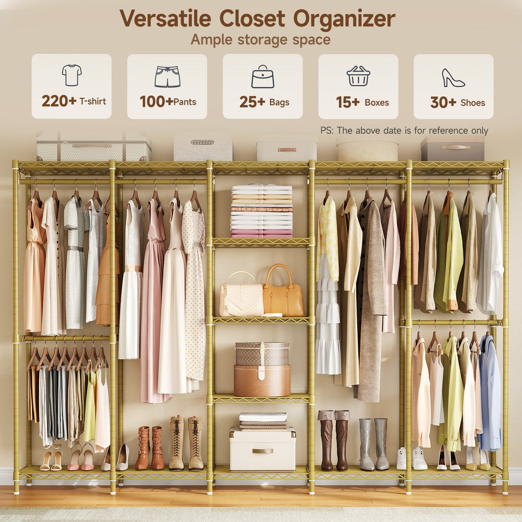 Heavy Duty Freestanding Closet Organizer with Wire Shelves