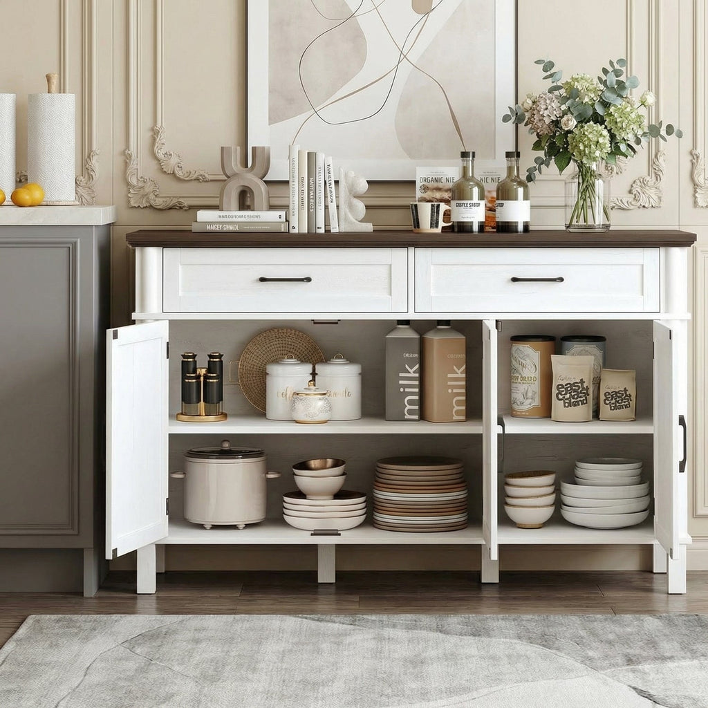 Wood Buffet Sideboard with 2 Drawers and 3 Doors