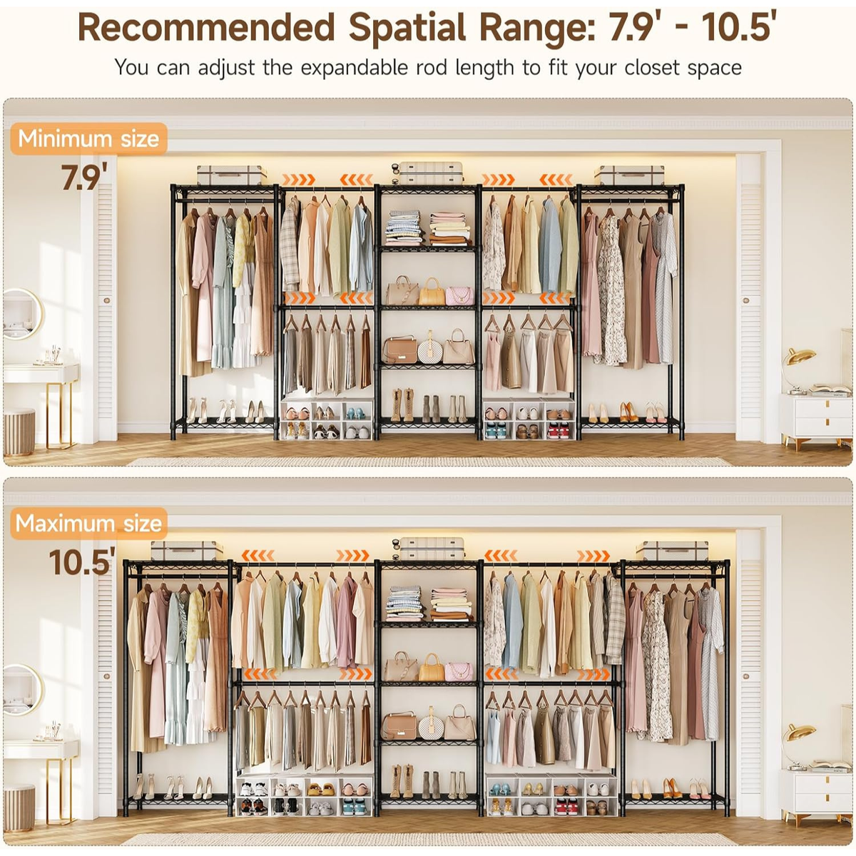 Heavy Duty Freestanding Clothes Rack with 9 Shelves