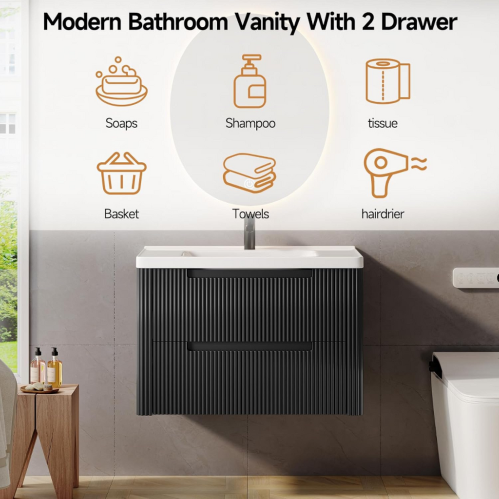 32-Inch Floating Bathroom Vanity with Sink