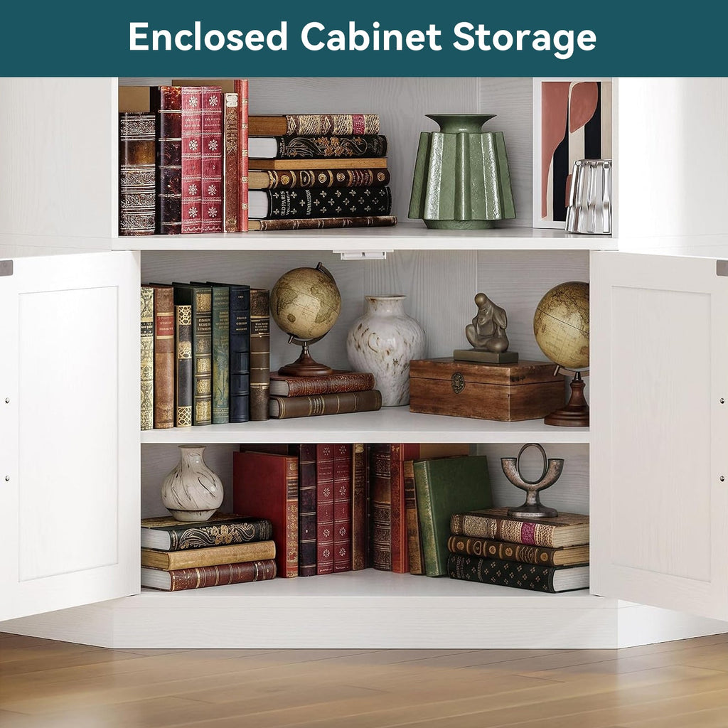 72.7-Inch Tall Corner Bookshelf with Door, 6-Tier