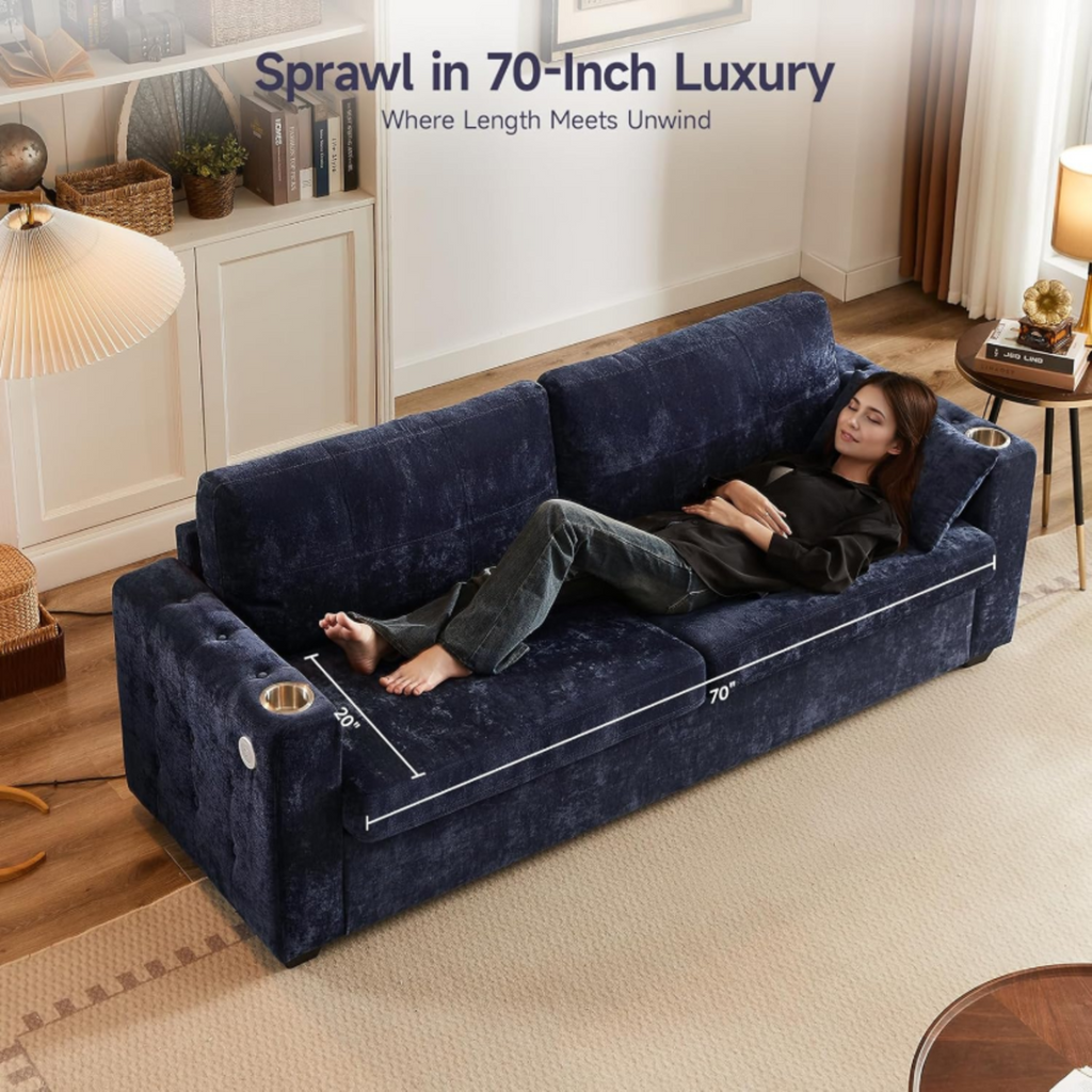 83-Inch Queen Pull-Out Sofa Bed with Memory Foam Mattress