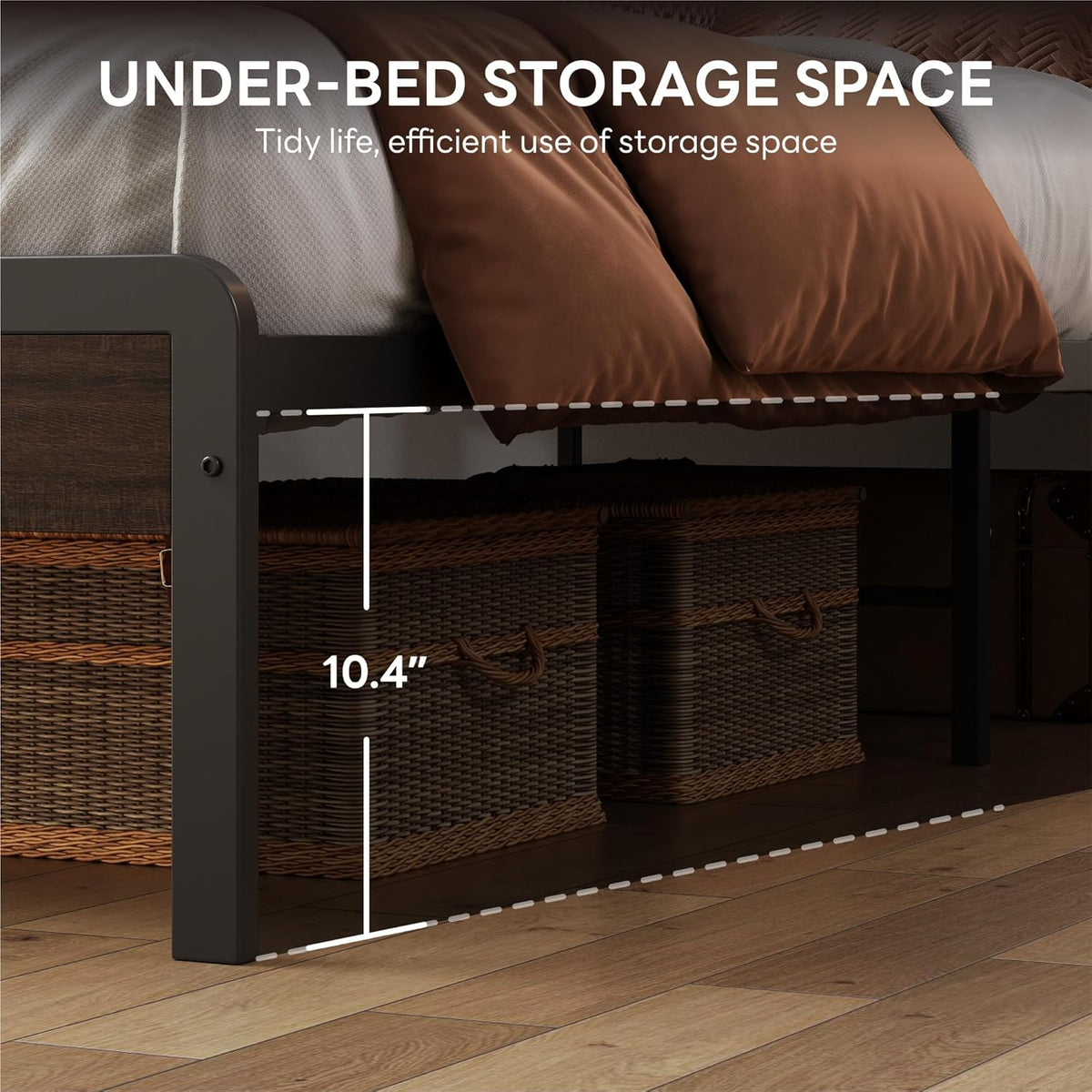 California King Bed Frame with Headboard, No Box Spring