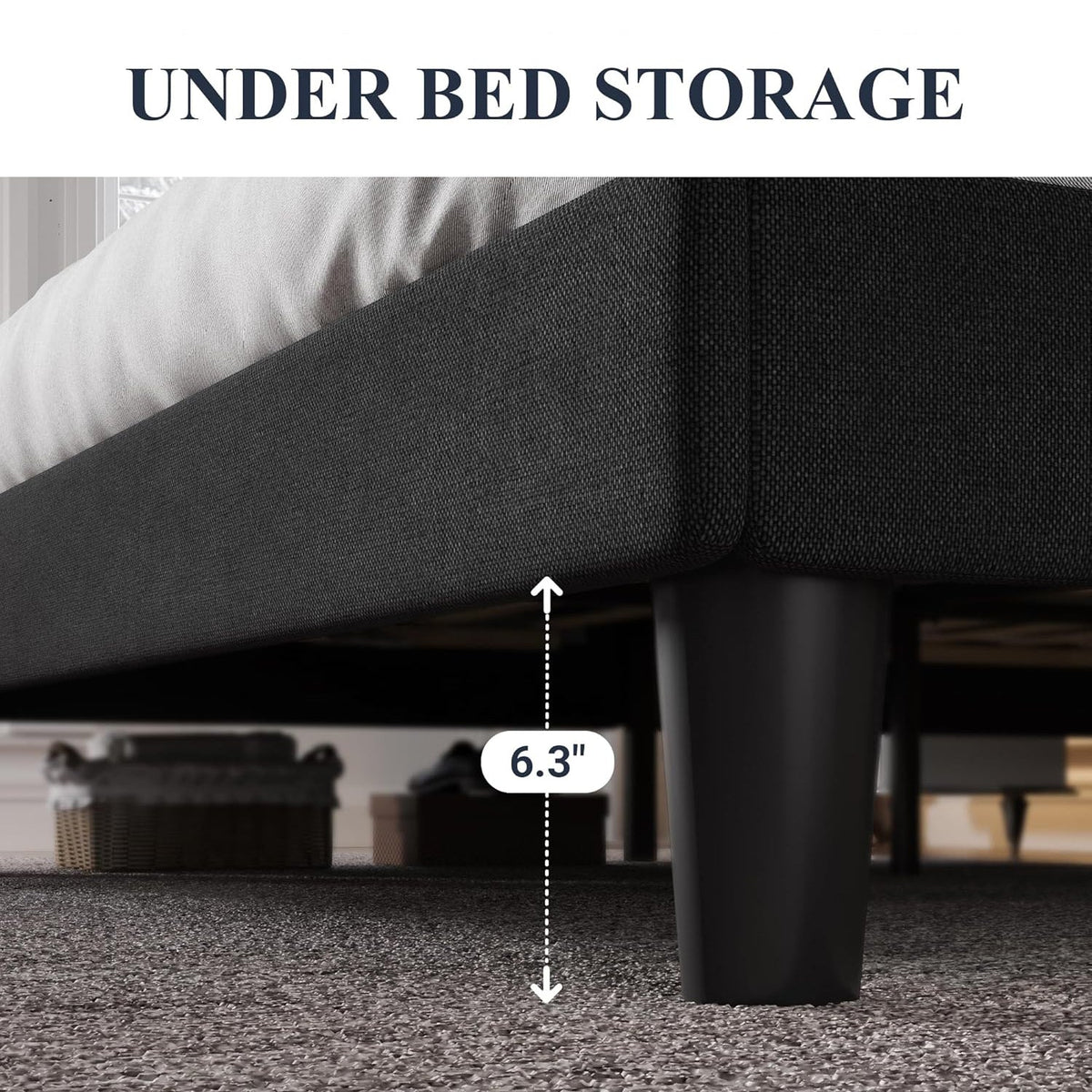 Upholstered Platform Bed with Tufted Wingback Headboard