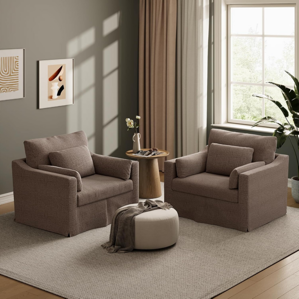 33 Inch Wide Coastal Armchair with Washable Slipcover
