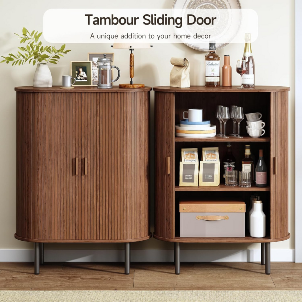 44" Modern High Sideboard Cabinet with Sliding Door