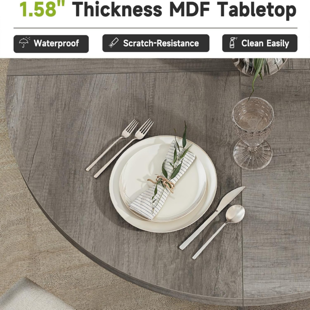 47 Inch Round Wooden Dining Table, Modern Kitchen Table