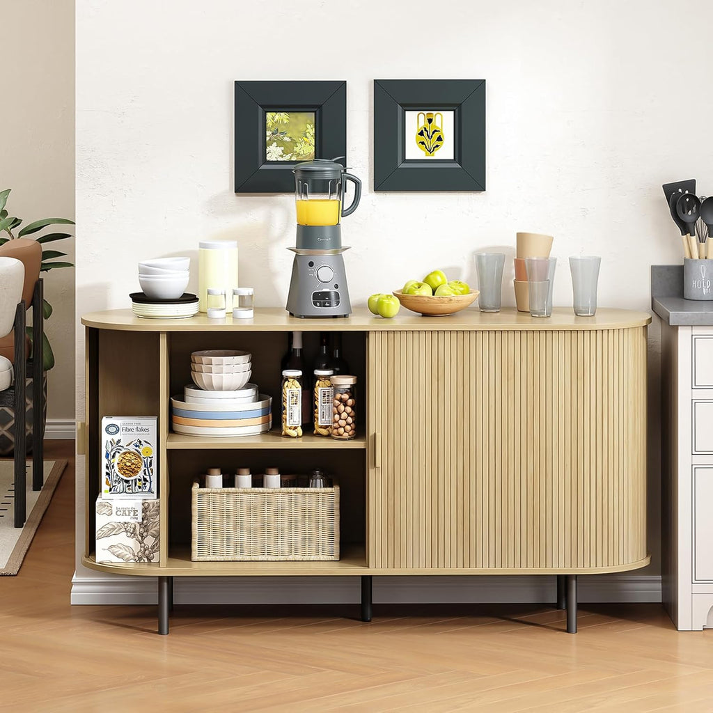 55 Inch Sideboard Buffet with Tambour Door