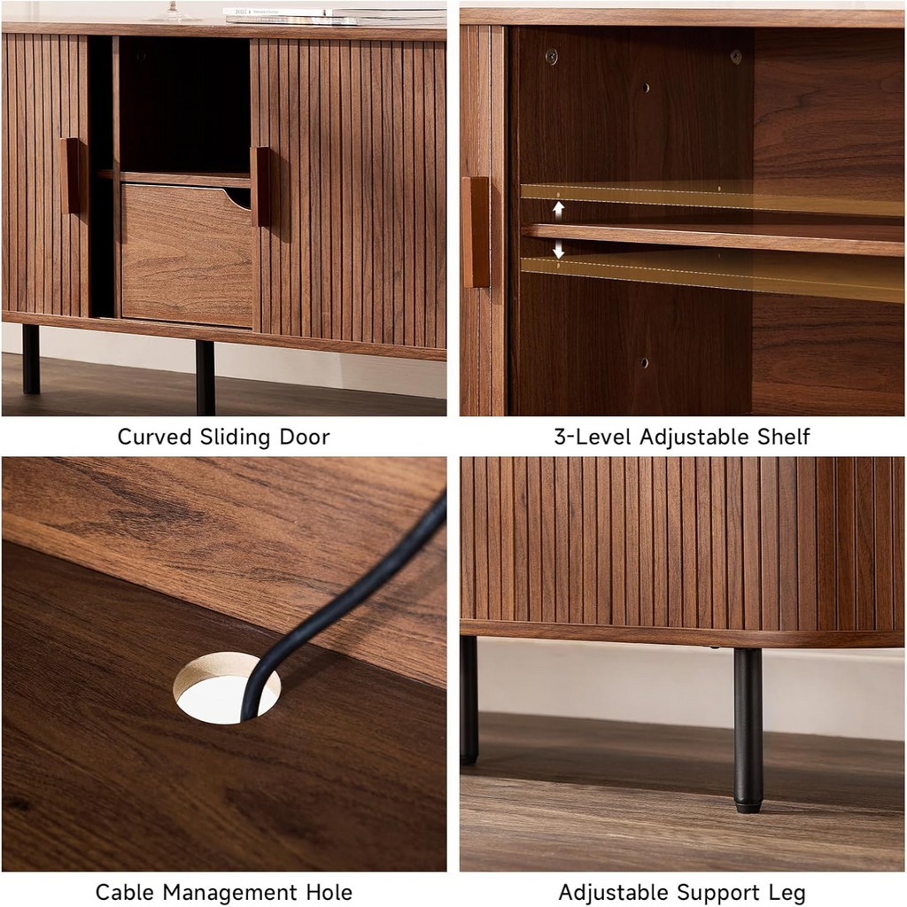 69 Inch TV Stand with Sliding Door for TVs to 80 Inch