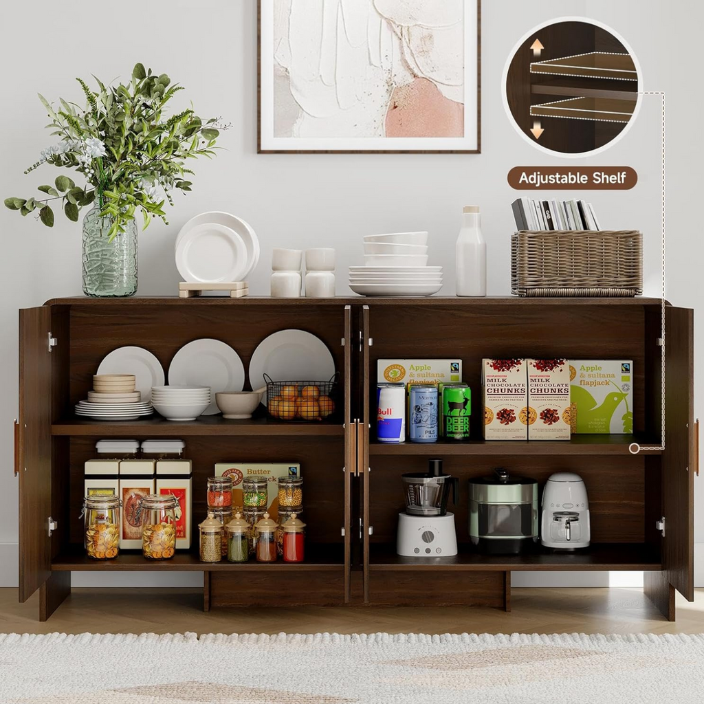 60 in Farmhouse Buffet Sideboard with 4 Doors