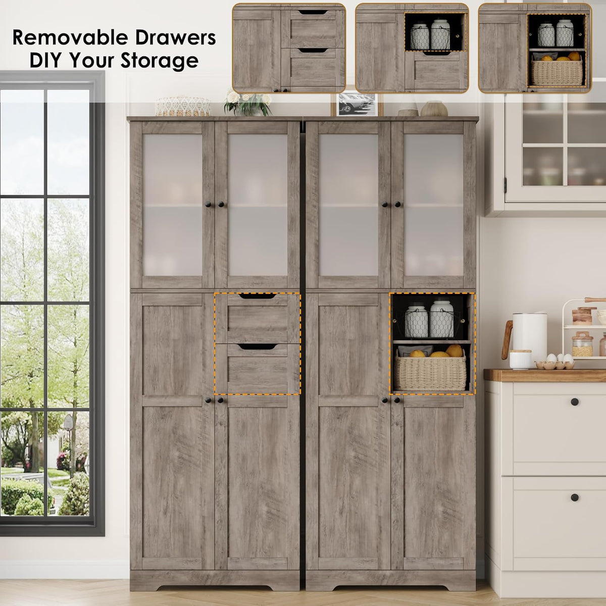 67 in Tall Bathroom Storage Cabinet with Drawers