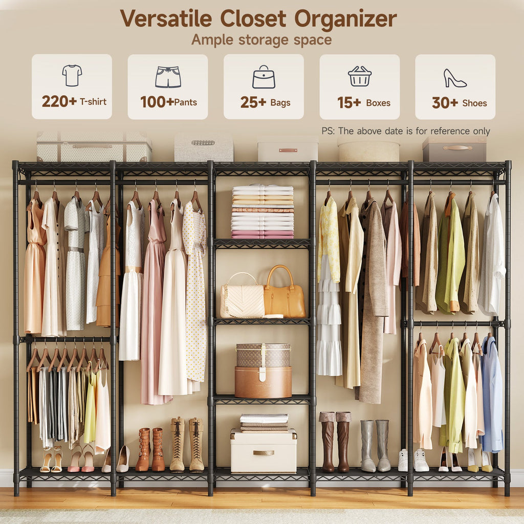 Heavy Duty Freestanding Closet Organizer with Wire Shelves