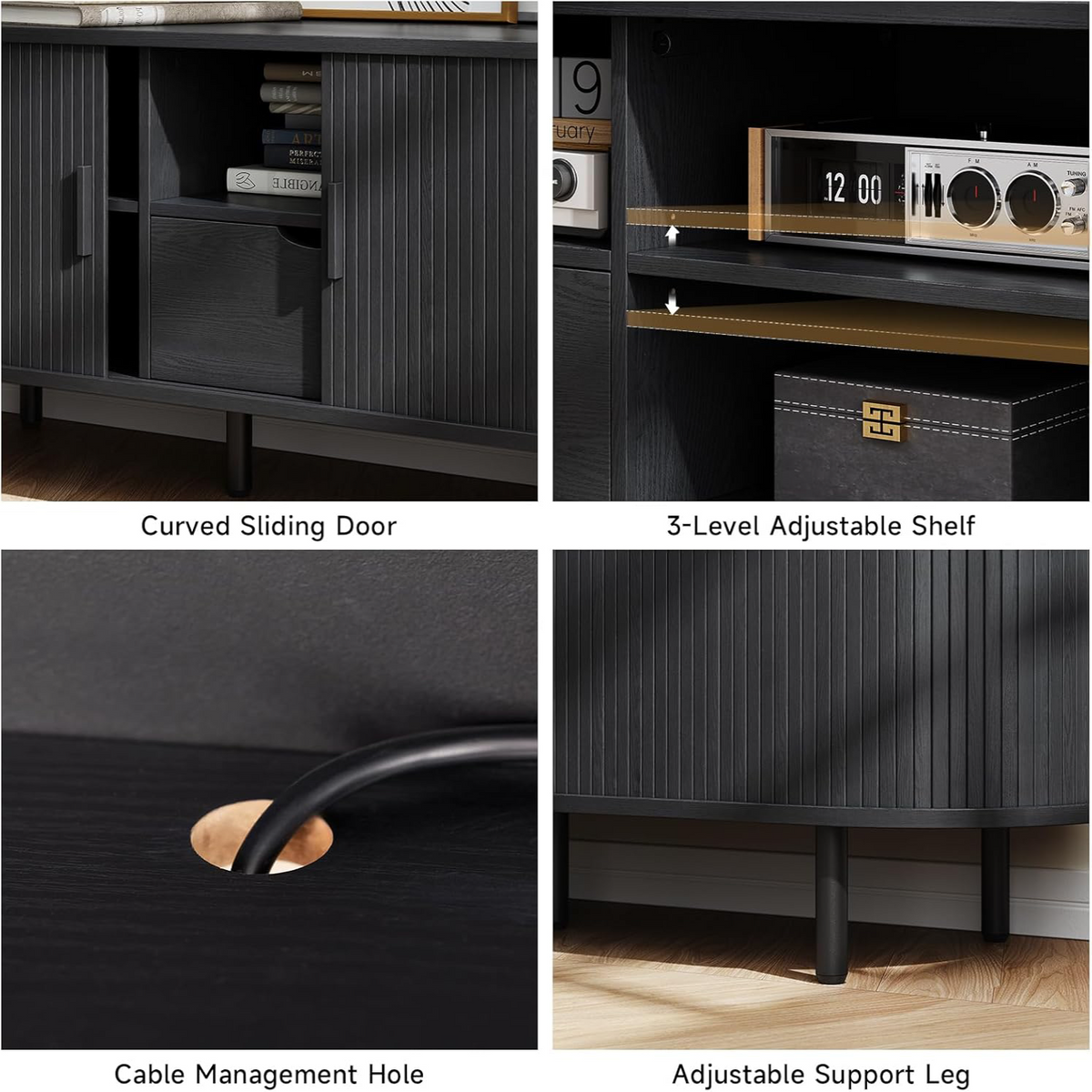 69 Inch TV Stand with Sliding Door for TVs to 80 Inch