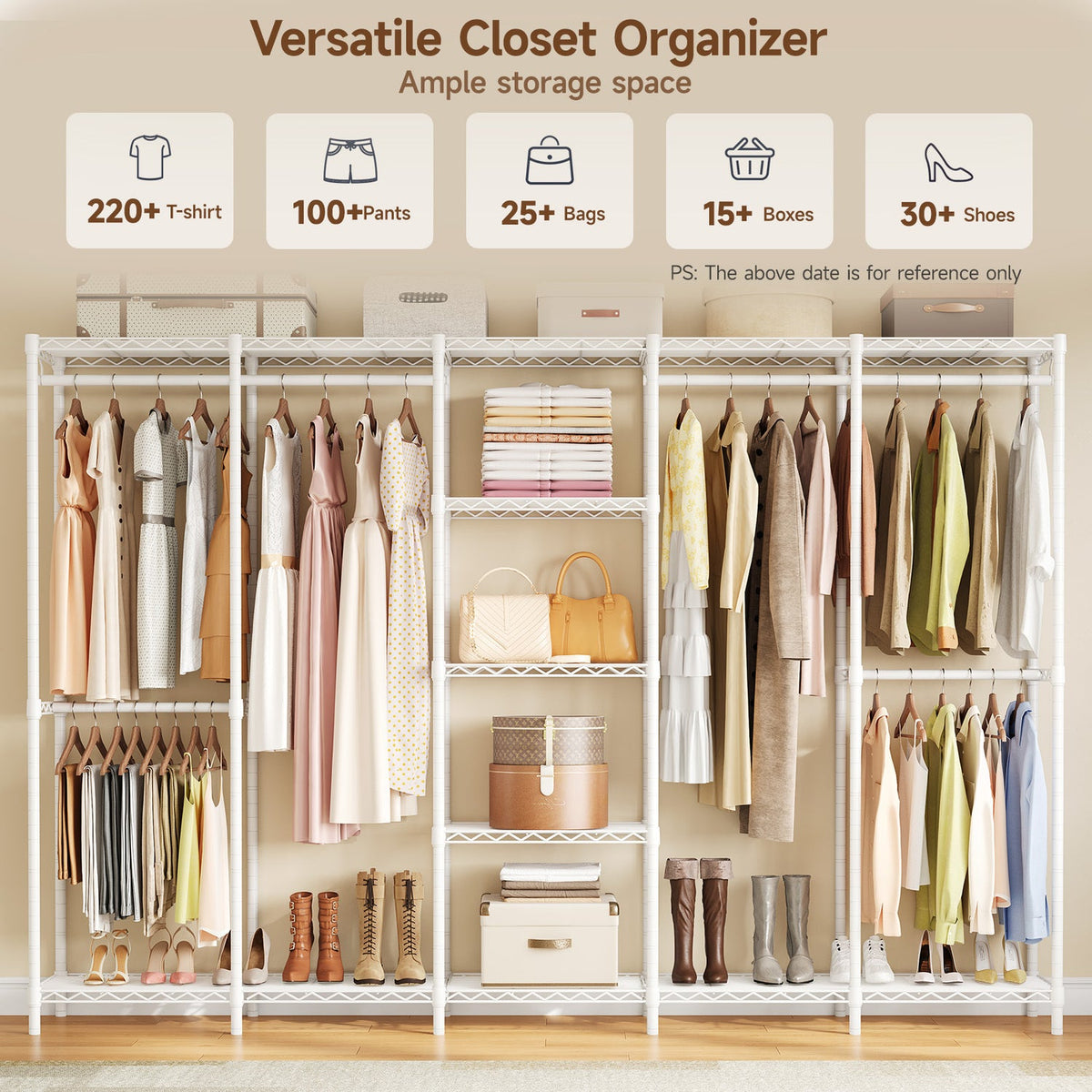 Heavy Duty Freestanding Closet Organizer with Wire Shelves