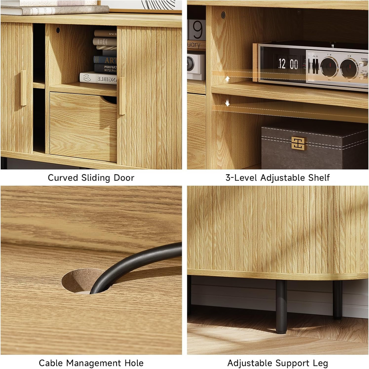 69 Inch TV Stand with Sliding Door for TVs to 80 Inch