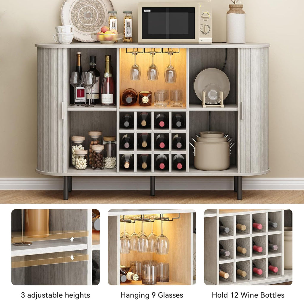 55 Inch LED Wine Bar Cabinet and Coffee Station