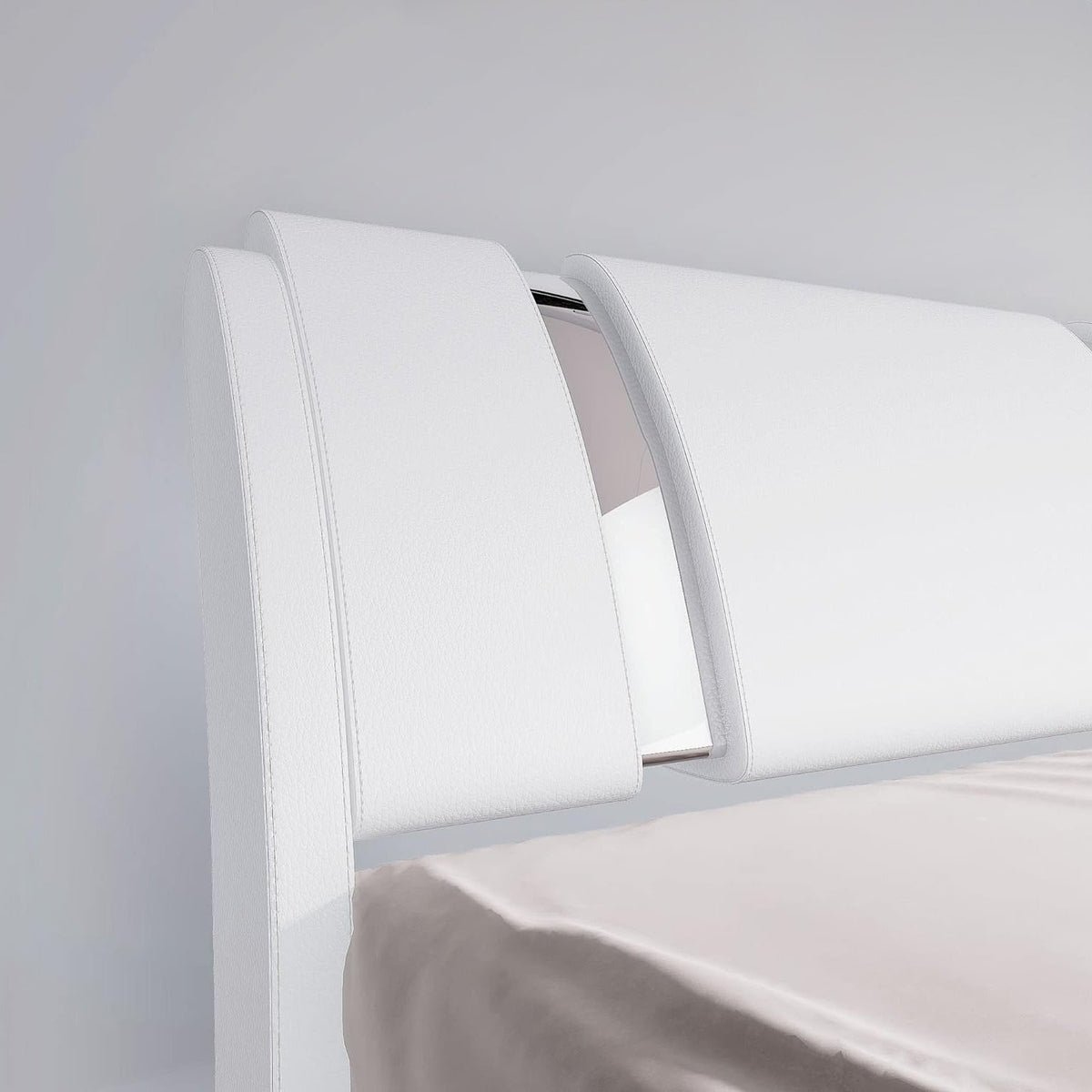 Faux Leather Bed Frame with Adjustable Headboard