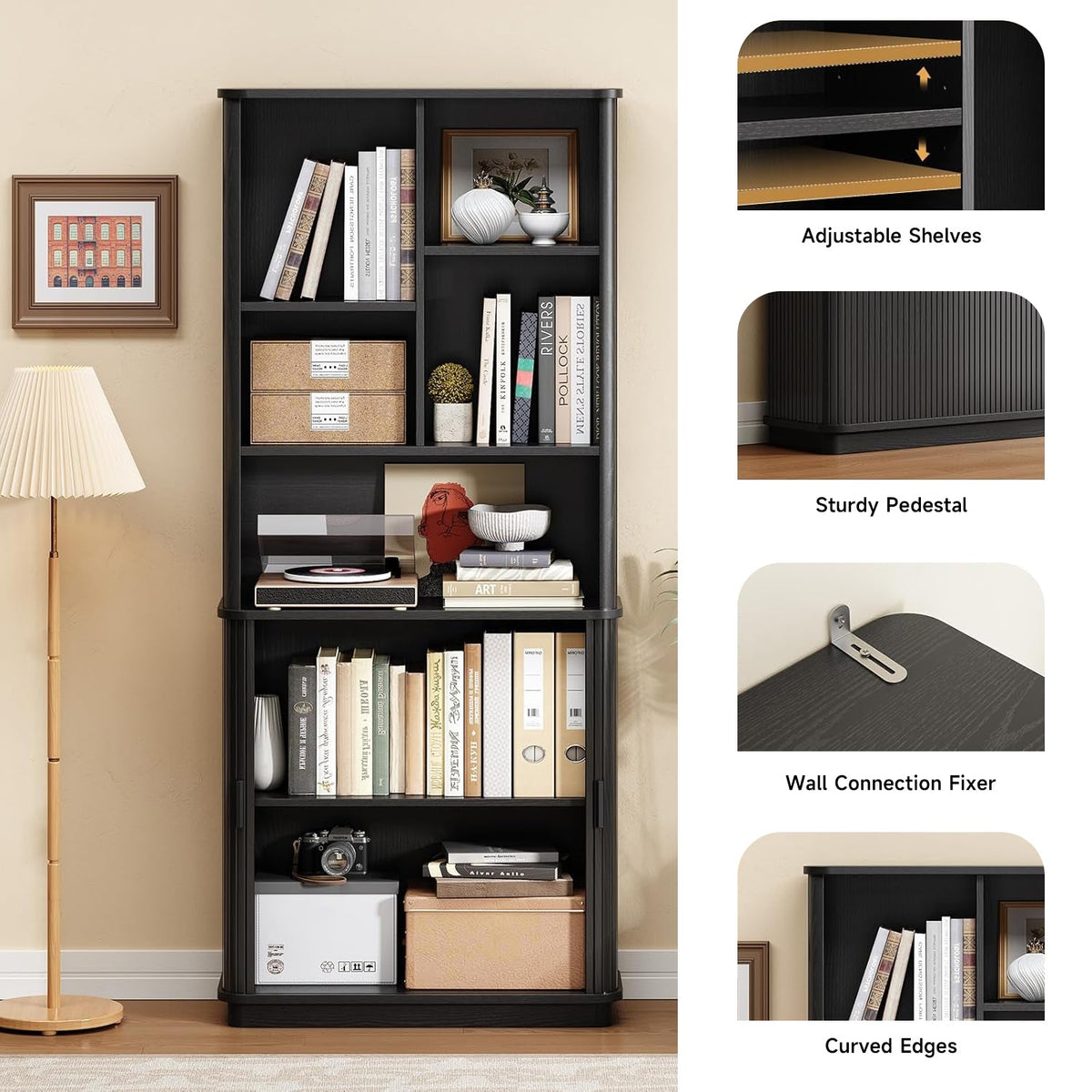 70.9 in Tall Bookcase with Doors
