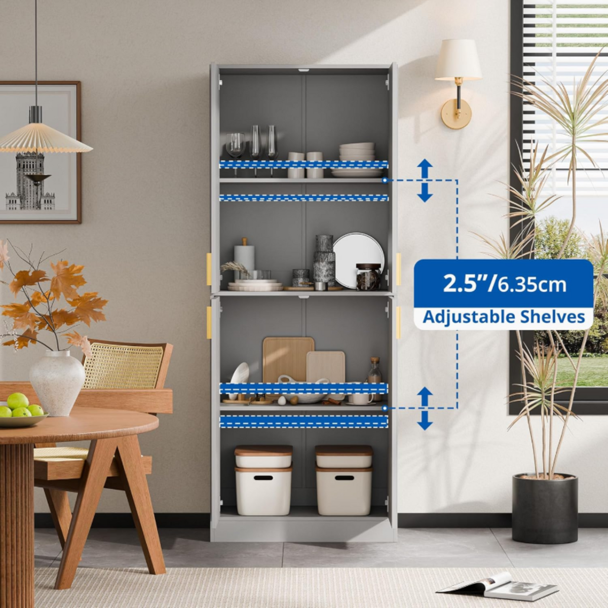 71 Inch Tall Kitchen Pantry Cabinet with Shelves