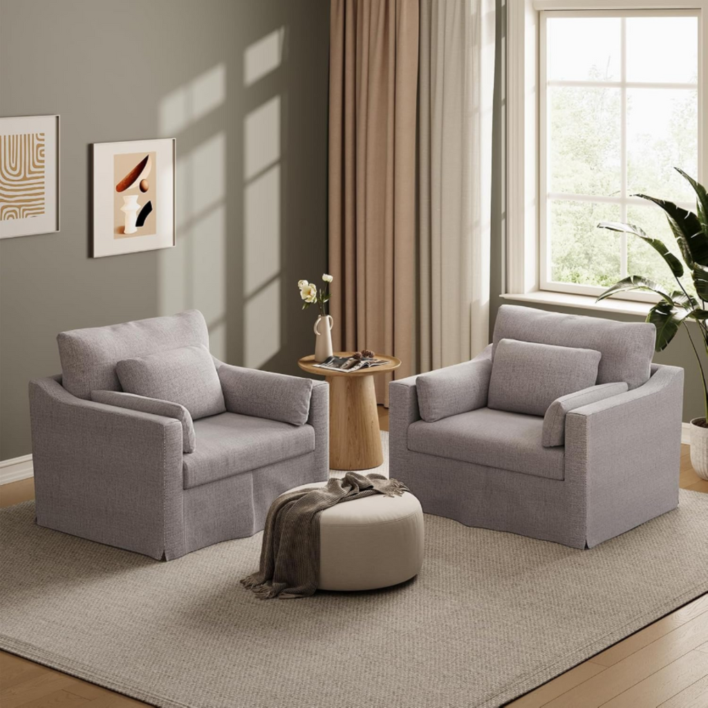 33 Inch Wide Coastal Armchair with Washable Slipcover