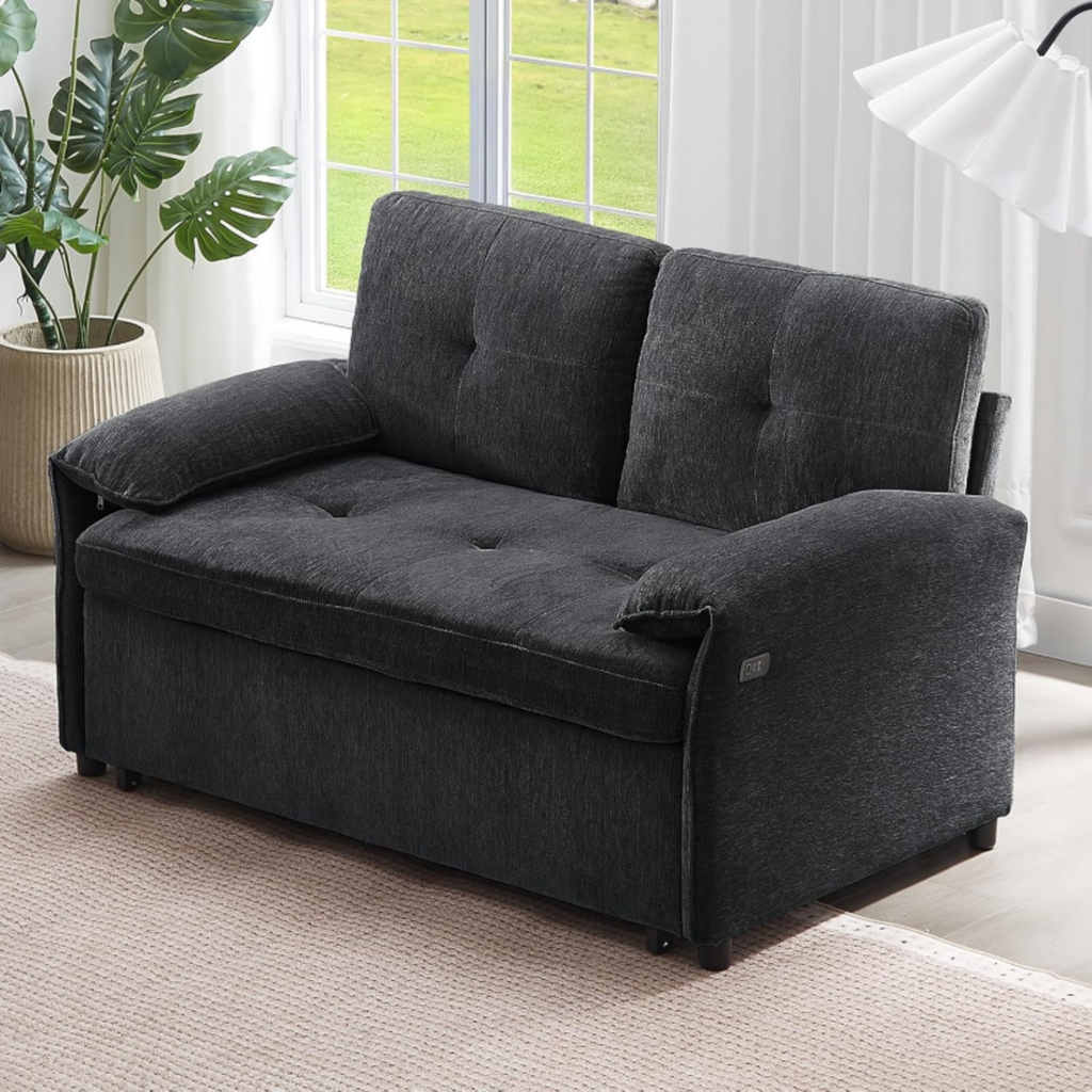 3-in-1 Convertible Chenille Sofa Bed with USB