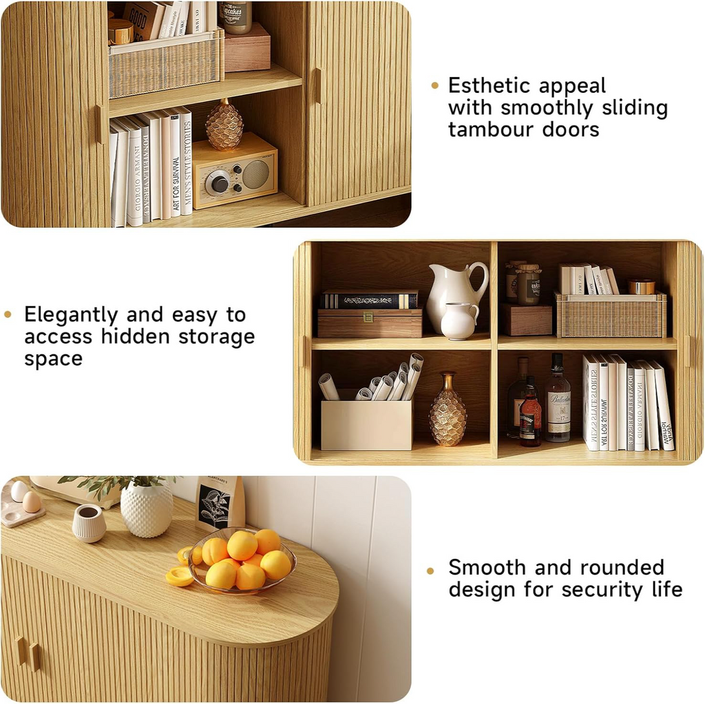 55 Inch Sideboard Buffet with Tambour Door