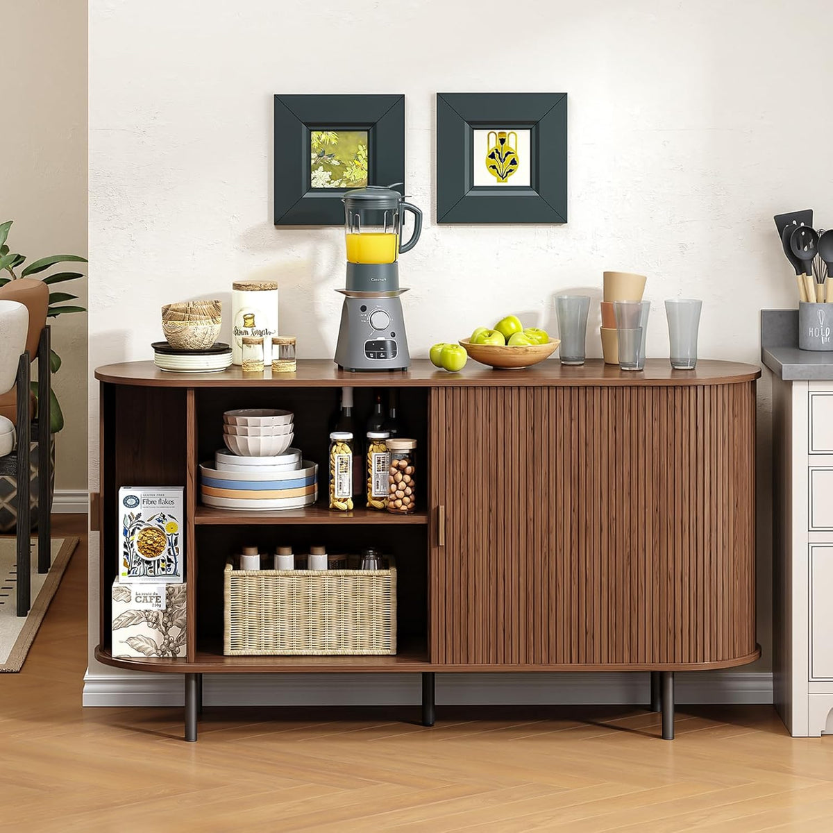 55 Inch Sideboard Buffet with Tambour Door