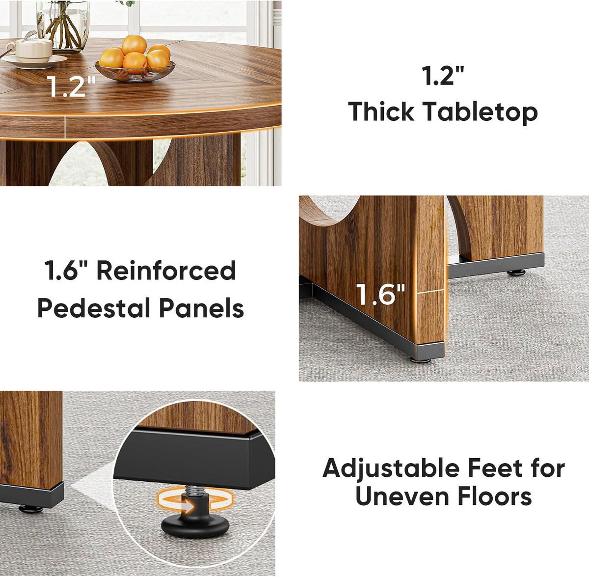 47-Inch Farmhouse Round Pedestal Dining Table