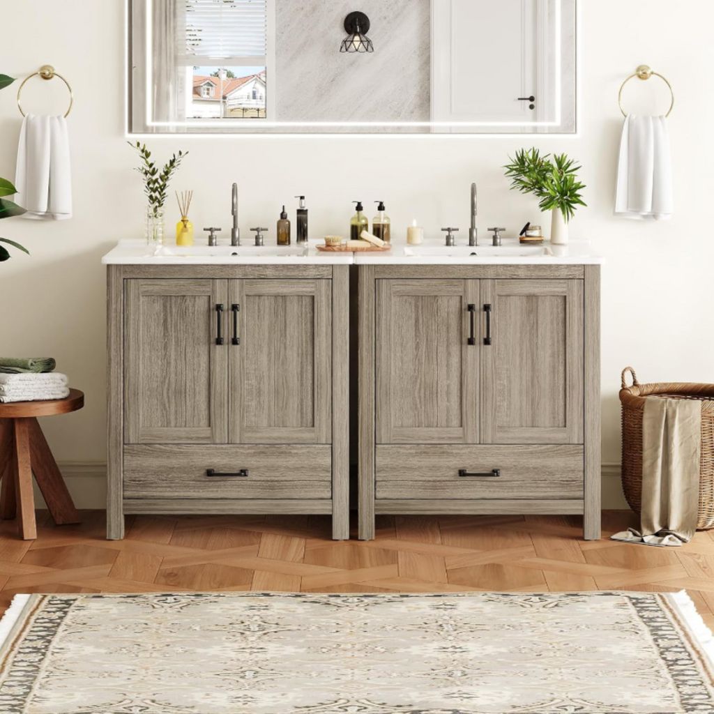 30 Inch Farmhouse Bathroom Vanity with Barn Door