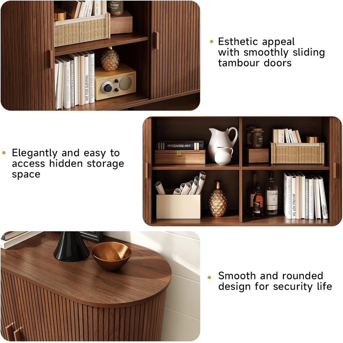 55 Inch Sideboard Buffet with Tambour Door