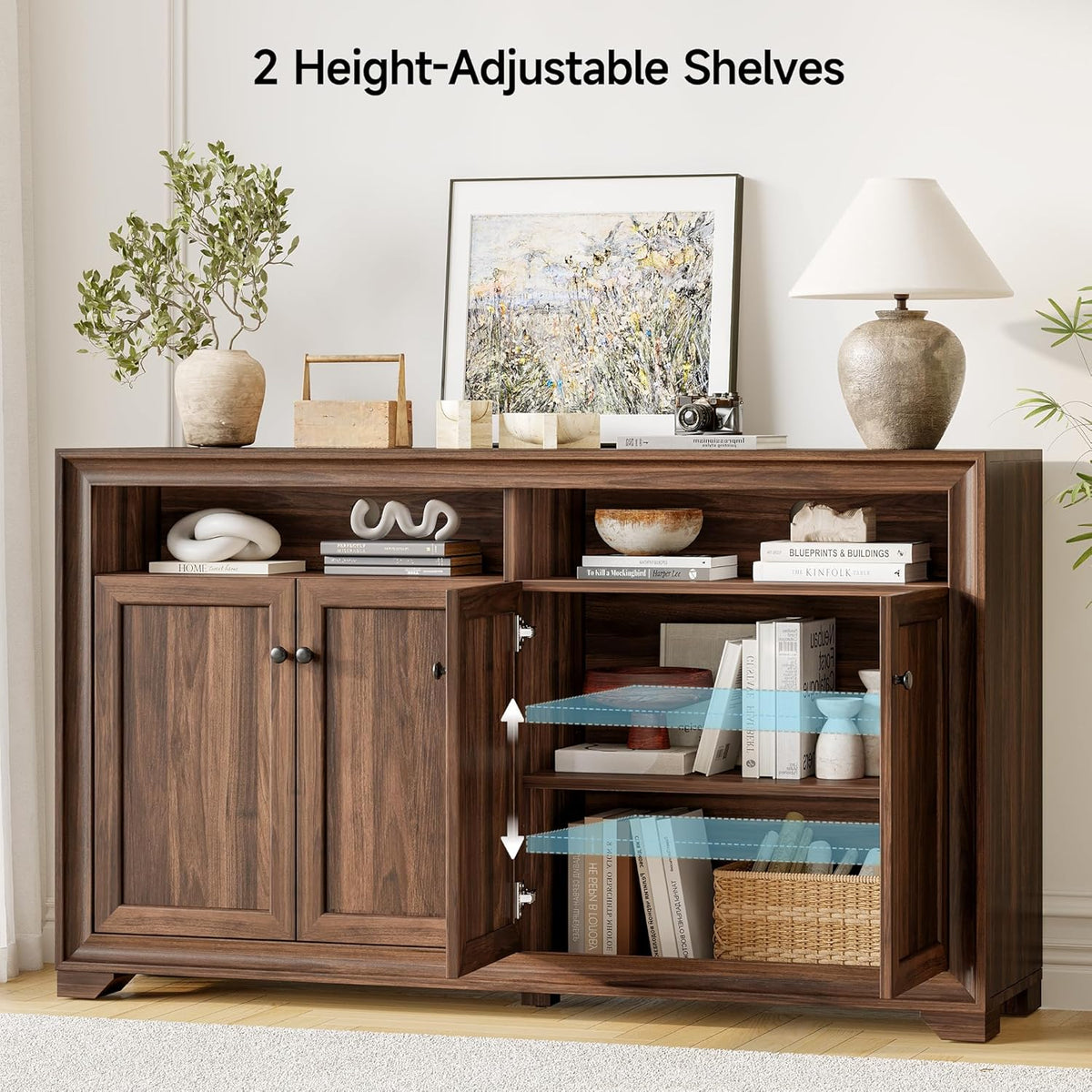 60 Inch Buffet Cabinet Sideboard with 4 Doors