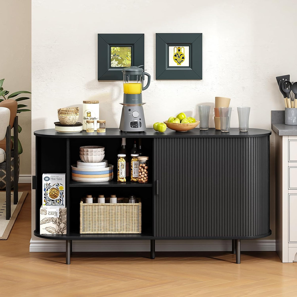 55 Inch Sideboard Buffet with Tambour Door
