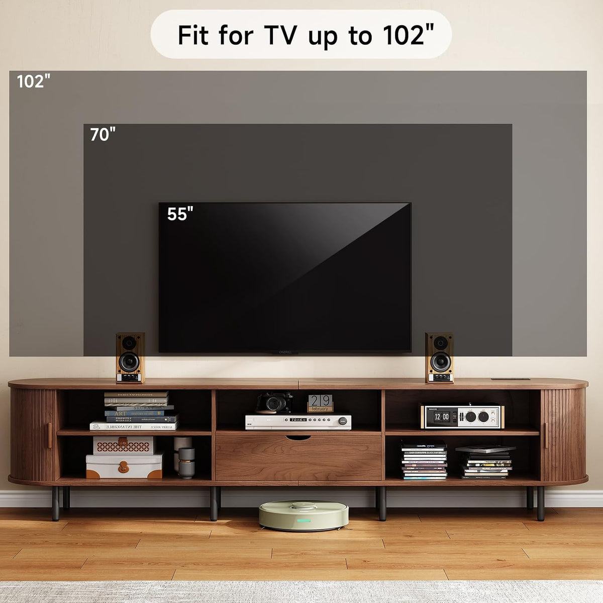 94 Inch TV Stand with Charging Station and Drawer