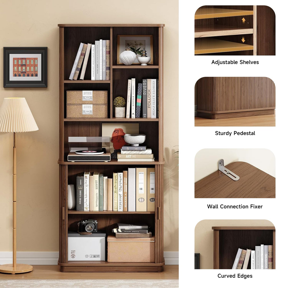70.9 in Tall Bookcase with Doors