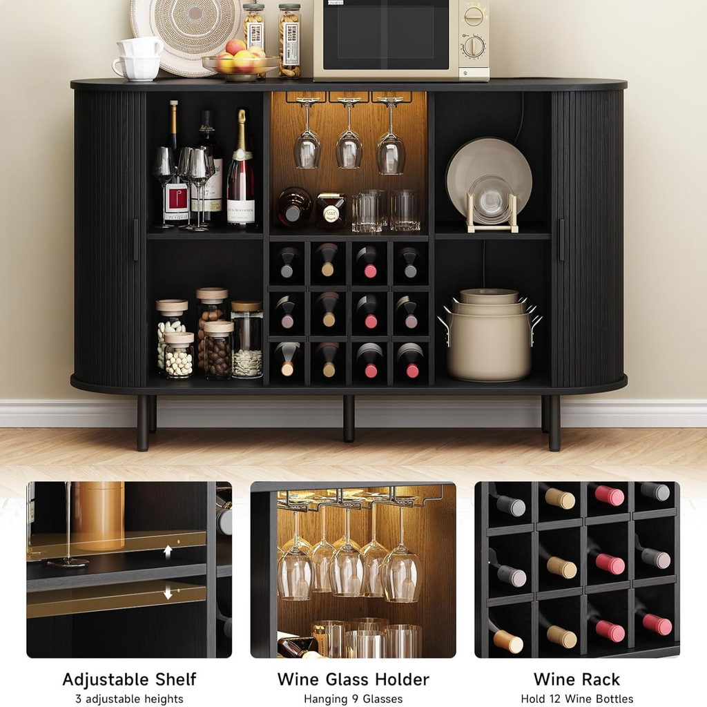 55 Inch LED Wine Bar Cabinet and Coffee Station