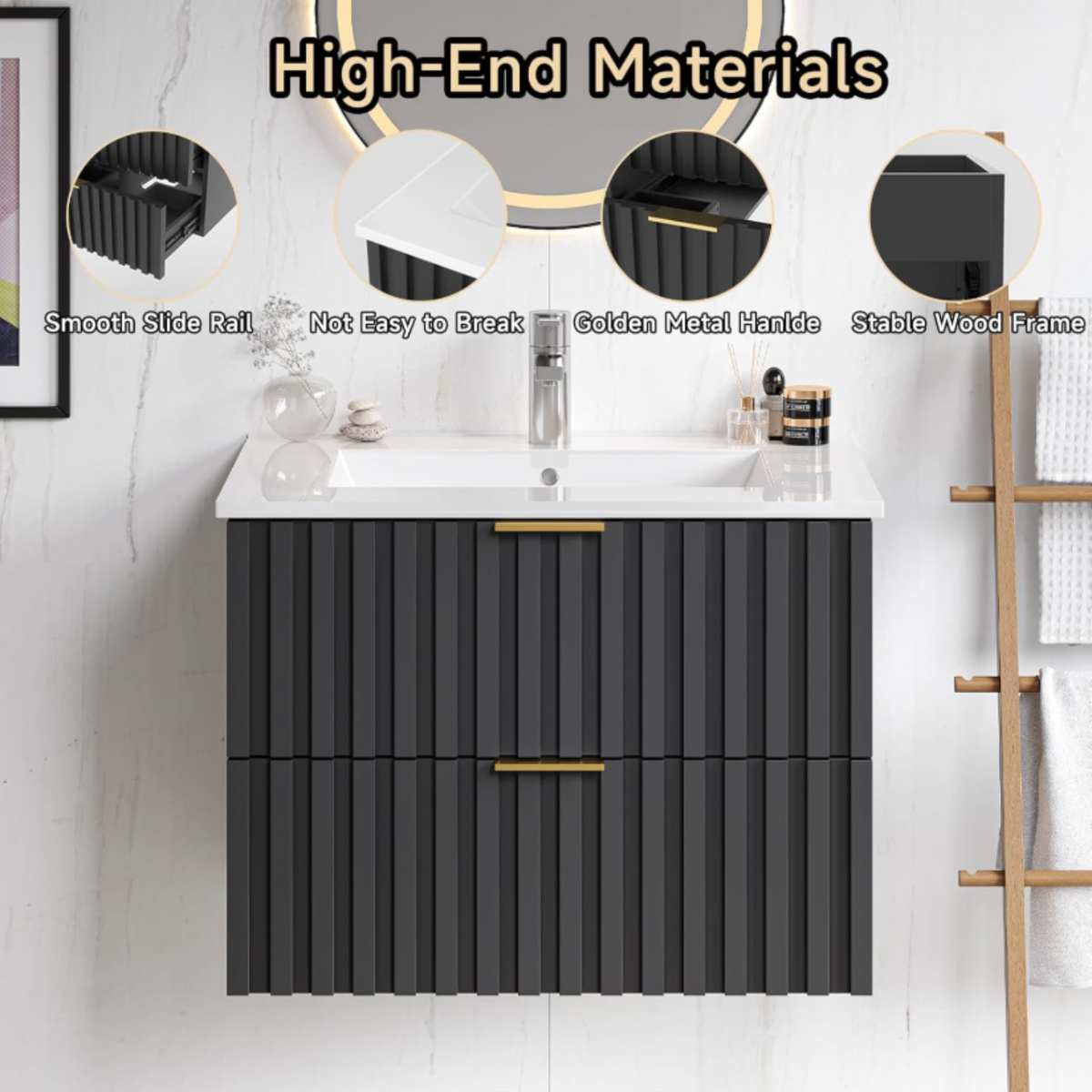 24 Inch Wall-Mounted Floating Bathroom Vanity