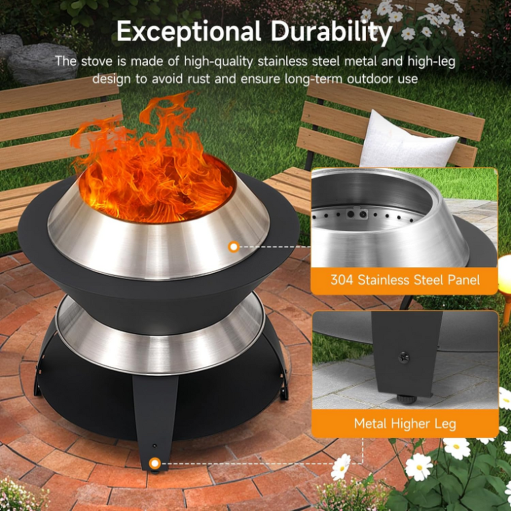 Stainless Steel Smokeless Wood Burning Fire Pit