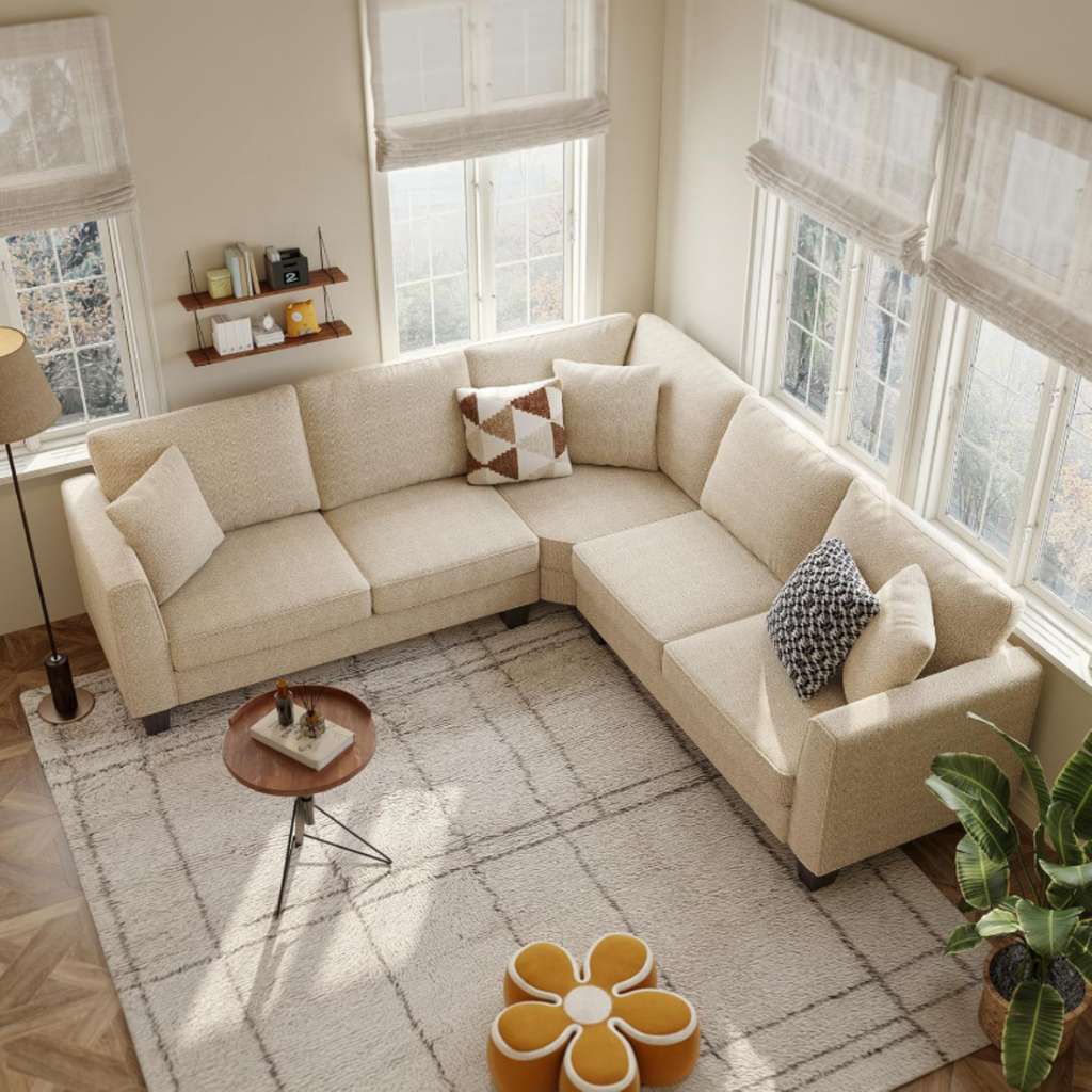 L-Shaped Chenille Sectional Sofa for Living Room