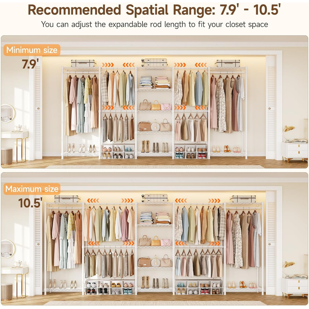 Heavy Duty Freestanding Clothes Rack with 9 Shelves