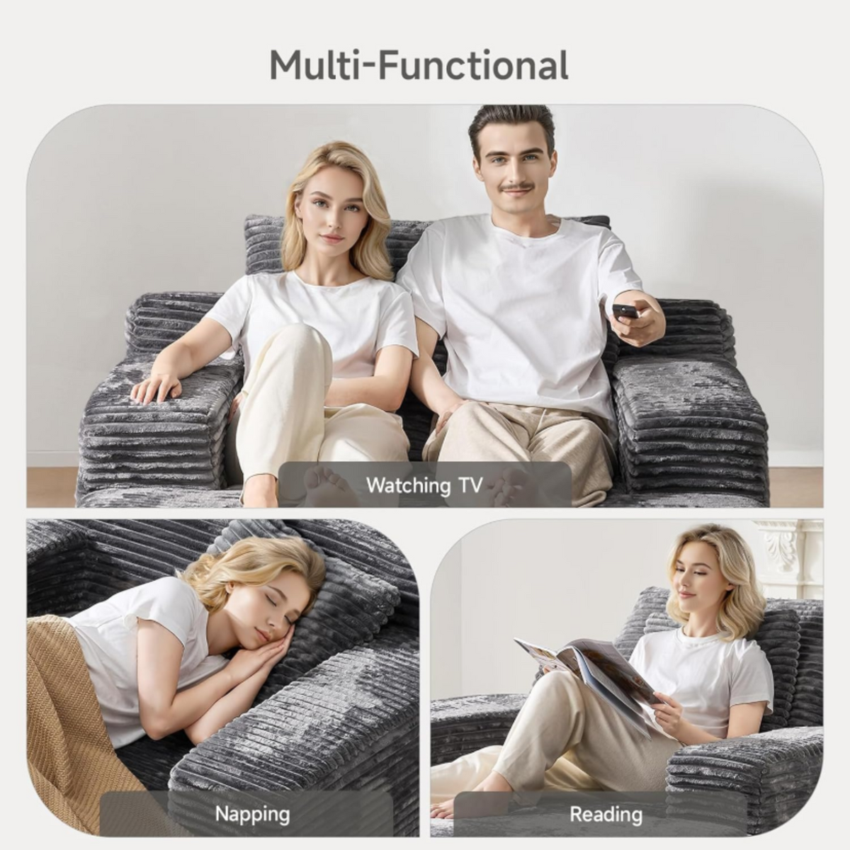 Oversized Corduroy Chaise Lounge Sleeper Chair