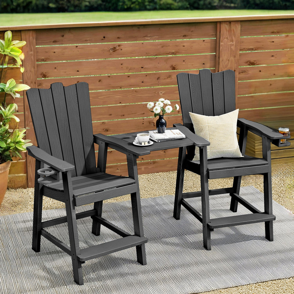 2-Piece Tall Adirondack Balcony Chair Set